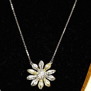 16in Sterling Silver Sunflower Necklace hook closure/adjustable.